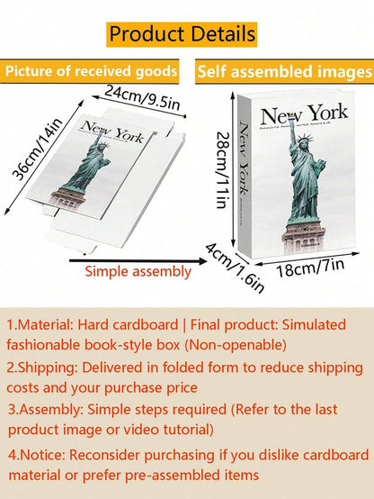 3pcs LOVE AT HOME Decorative Books Set, Stylish Faux Book Ornaments for Coffee Table, Shelf or Office Decor, Creative Living Room Display Props