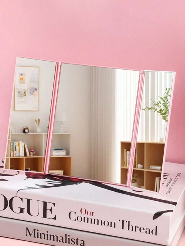 3-Sided Foldable Makeup Mirror, Ultra-Thin Portable Vanity Mirror for Travel or Home, Adjustable Compact Beauty Mirror Gift for Women (1pc)