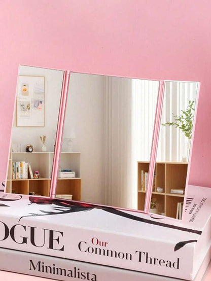 3-Sided Foldable Makeup Mirror, Ultra-Thin Portable Vanity Mirror for Travel or Home, Adjustable Compact Beauty Mirror Gift for Women (1pc)