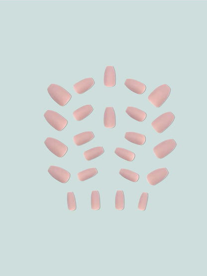 24pcs Medium Almond Matte Press On Nails, Solid Color White Black Pink Blue Multi Tone Set, Full Coverage Nails For Women And Girls