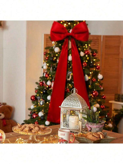Large Wine Red Christmas Tree Topper Bow, Extra Satin Ribbon Decoration for Tree, Wreath & Wall, Elegant Holiday Home Decor