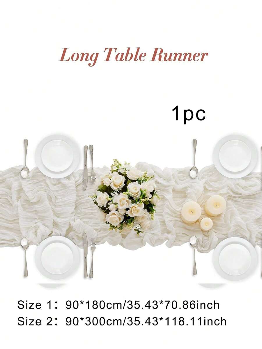 Wrinkled Cheesecloth Table Runner for Weddings and Holidays, Elegant Table Centerpiece Cloth for Christmas Dining, Birthdays, and Romantic Events