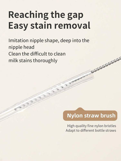 6-in-1 Baby Silicone Bottle Cleaning Set with Pacifier Brush, Straw Cleaner and Bottle Mouth Brush, Soft Bristle Tools for Newborn Feeding Essentials