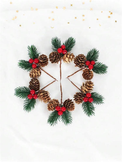 20pcs Artificial Red Berry Pine Branches, Pinecones and Berries Stems for DIY Wreaths, Garlands, Centerpieces, and Holiday Party Decor