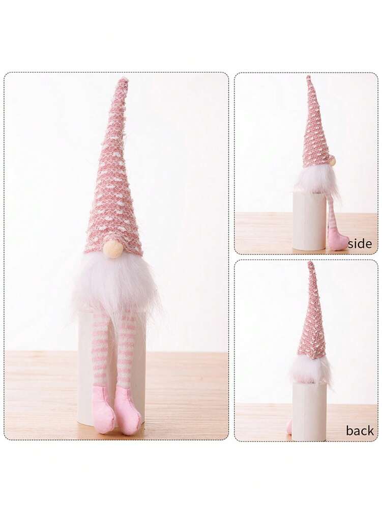 Christmas Faceless Gnome Doll with Spiral Hair, Cute Sitting Elf Decoration for Desks, Tables & Holiday Home or Office Decor