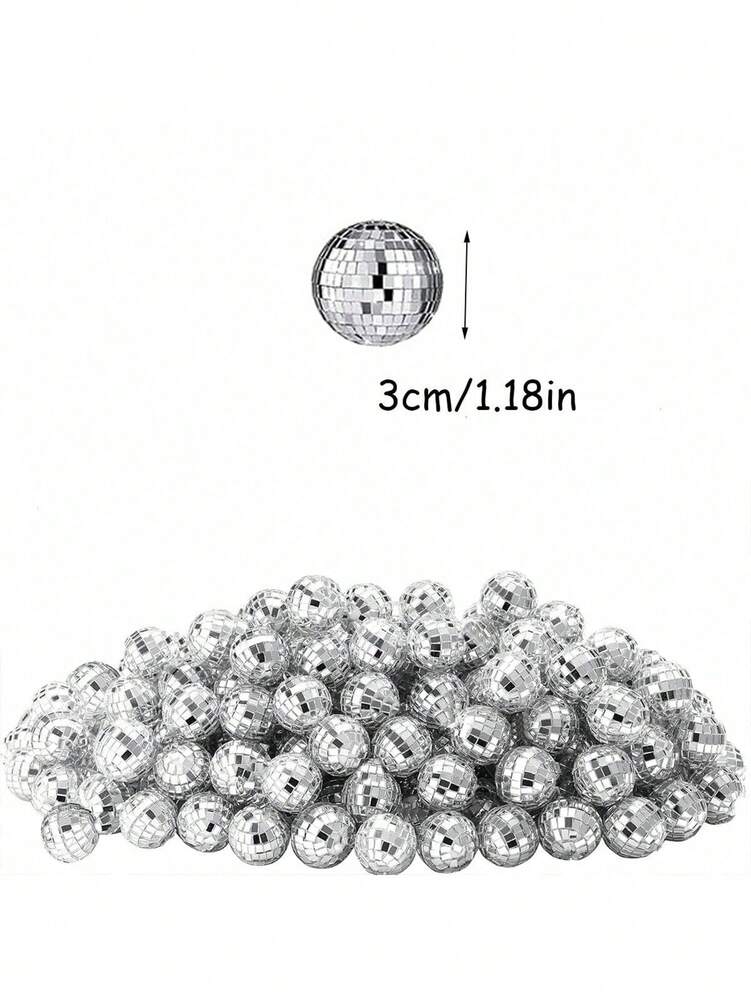 20pcs Silver Mirror Disco Ball Ornaments, Small Reflective Hanging Decorations for Disco Parties, Christmas Trees, Birthdays, and 70s-Themed Weddings