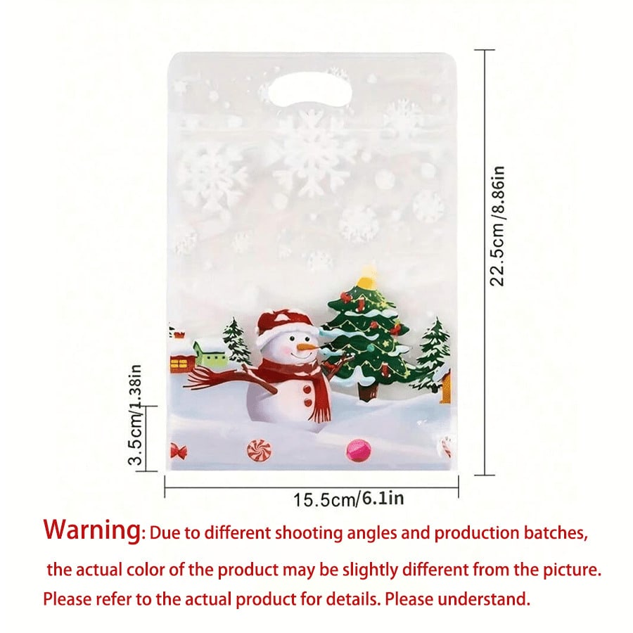 10/50/100pcs Christmas Candy Gift Bags, Transparent Snowflake Treat Bags for Cookies & Snacks, Holiday Packaging for Parties & Home Use