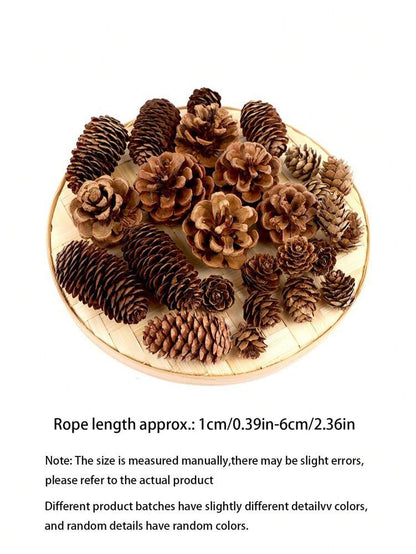 Mini Pinecone Set for Thanksgiving or Christmas (15pcs/5pcs), Natural Decorative Cones with Maple Leaves for Autumn, Harvest, or DIY Holiday Ornaments