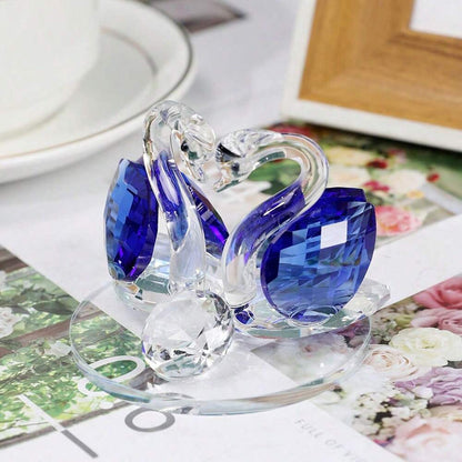 1pc Crystal Swan Figurine, Elegant Glass Ornament for Home or Office Decoration, Romantic Table Display Decor