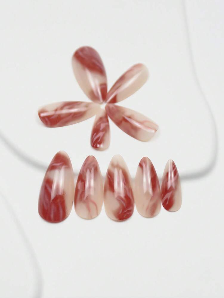 24pcs Medium Almond Press On Nails, Gradient Ombre Design, Elegant Full Cover Acrylic Nails For Women Summer Daily Nail Art Look