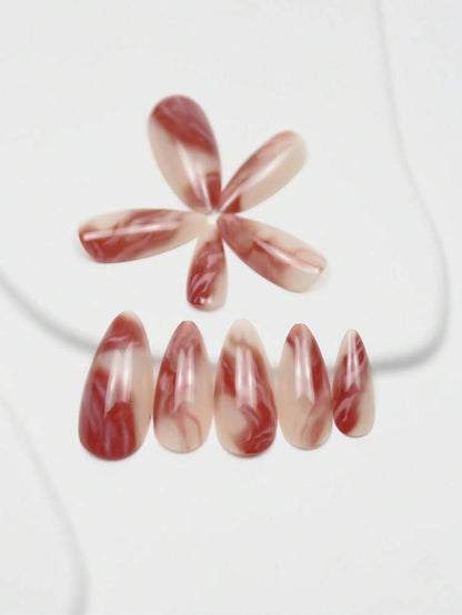 24pcs Medium Almond Press On Nails, Gradient Ombre Design, Elegant Full Cover Acrylic Nails For Women Summer Daily Nail Art Look