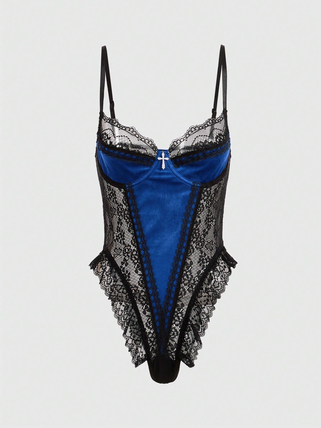 Goth Contrast Lace Sexy Bodysuit Lingerie