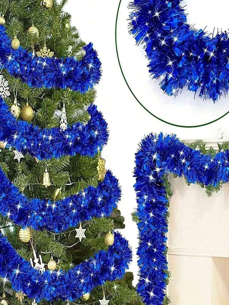 Metallic Tinsel Garland for Christmas, 1–2 Piece Shiny Glitter Streamer Decoration, Long Hanging Ornament for Trees, Parties, and Weddings