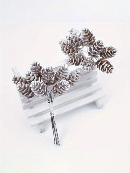 White Artificial Pinecones Set (10/30pcs), Decorative Pieces for DIY Christmas Wreaths, Bouquets & Winter Holiday Home Decor