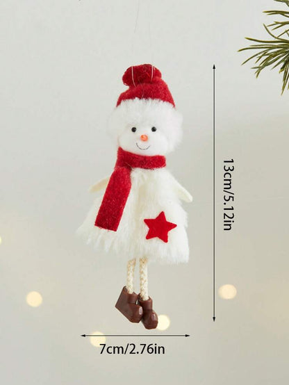 Christmas Girl Hanging Ornament, Soft Fabric Pendant with Santa Hat & Snowflakes, Cute Christmas Tree Decoration for Holiday Home Decor