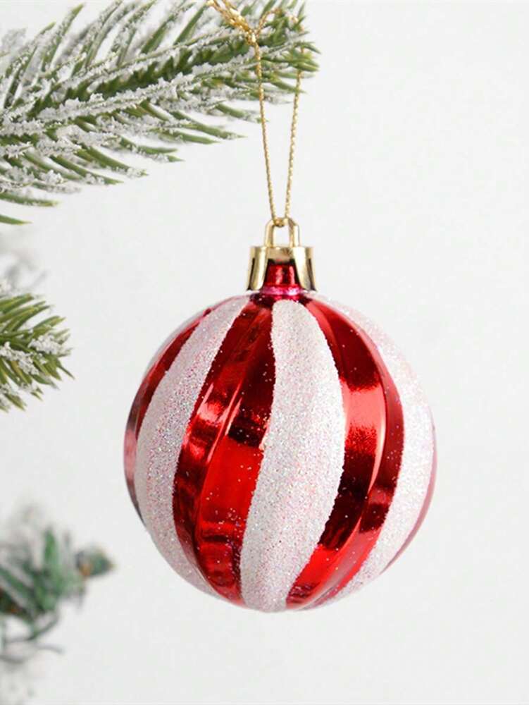 14pcs Red Candy Cane Christmas Ball Ornaments, Festive Hanging Tree Pendants for Christmas 2025, New Year Gifts, and Holiday Home Decor