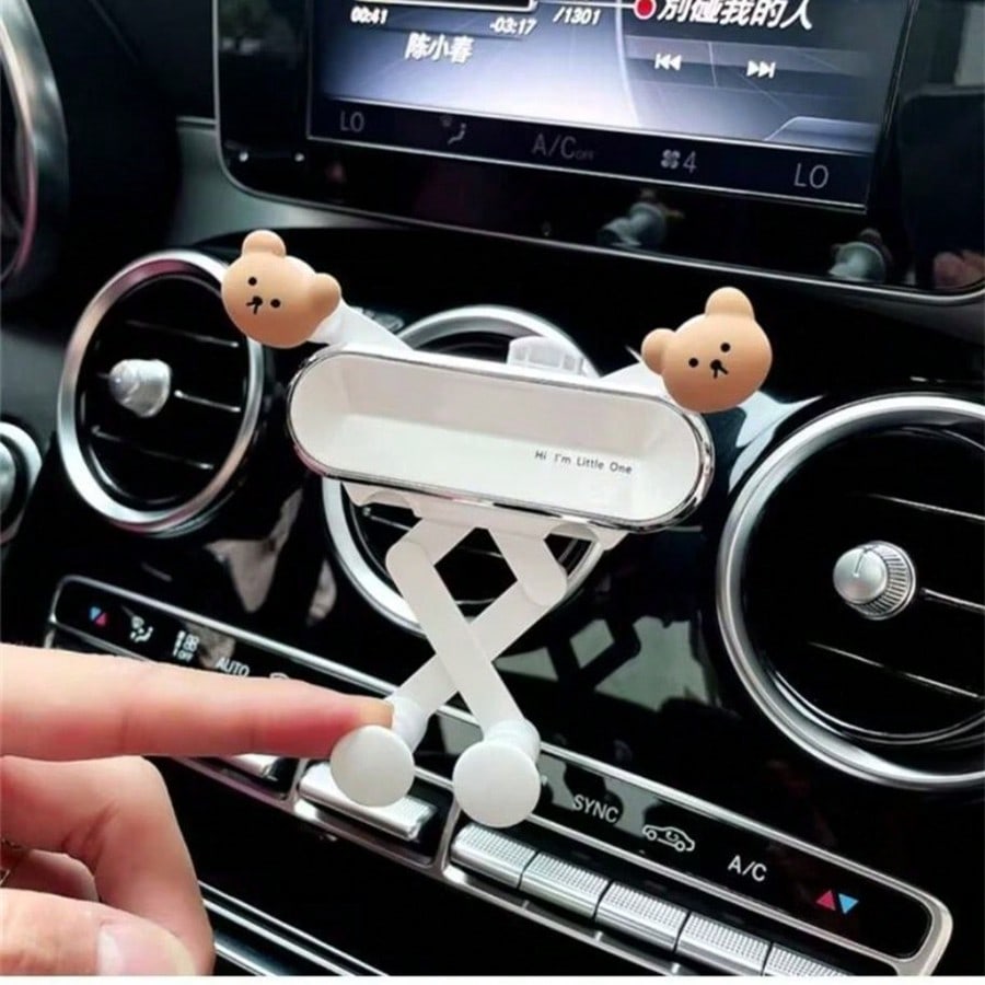 1pc Cartoon Car Phone Holder, Air Vent Mount Stand for iPhone & Android, Cute Car Accessory for Navigation & Hands-Free Use