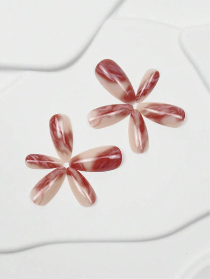 24pcs Medium Almond Press On Nails, Gradient Ombre Design, Elegant Full Cover Acrylic Nails For Women Summer Daily Nail Art Look