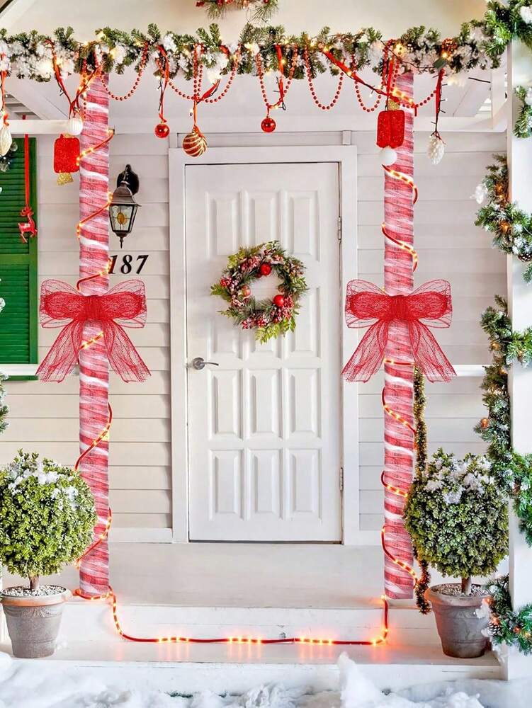 10 Yards Christmas Glitter Mesh Ribbon Roll, Shimmering DIY Craft Material for Gift Wrapping, Flower Bows, and Holiday Wreath Decorations