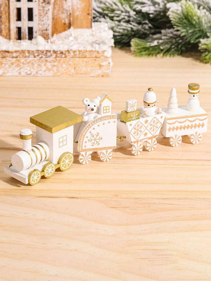 1pc/3pcs Wooden Christmas Train Ornament, Four-Section Tabletop Decoration for Windows, Gardens & Home Holiday Displays