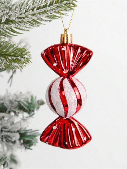 14/24pcs Red Candy Cane Ball Ornaments, Shatterproof Christmas Tree Hanging Decorations, Perfect for Holiday Home Decor and Gift Ideas