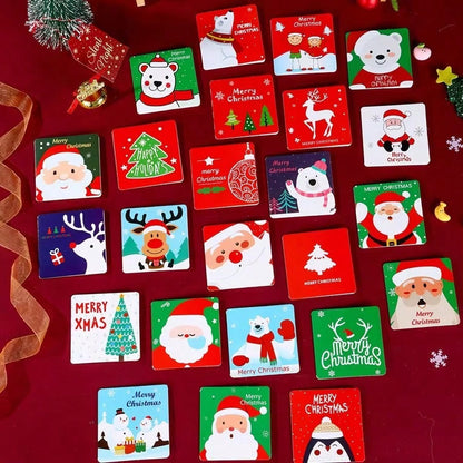 24pcs Mini Christmas Greeting Cards Set, Embossed Santa Claus Design with Envelopes, Perfect for Holiday Wishes, Gifts, and Festive Messages