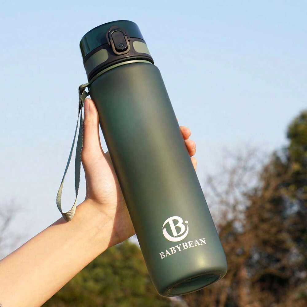 34oz Sports Water Bottle with Time Marker & Carry Strap, Leak-Proof Large Capacity Reusable Bottle for Gym, School, Biking & Outdoor Fitness (1pc)