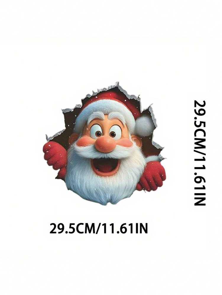 3D Santa Claus Wall Decal Sticker, DIY Breakthrough Vinyl Mural, Removable Christmas Decoration for Home, Office, or Holiday Party Background Decor