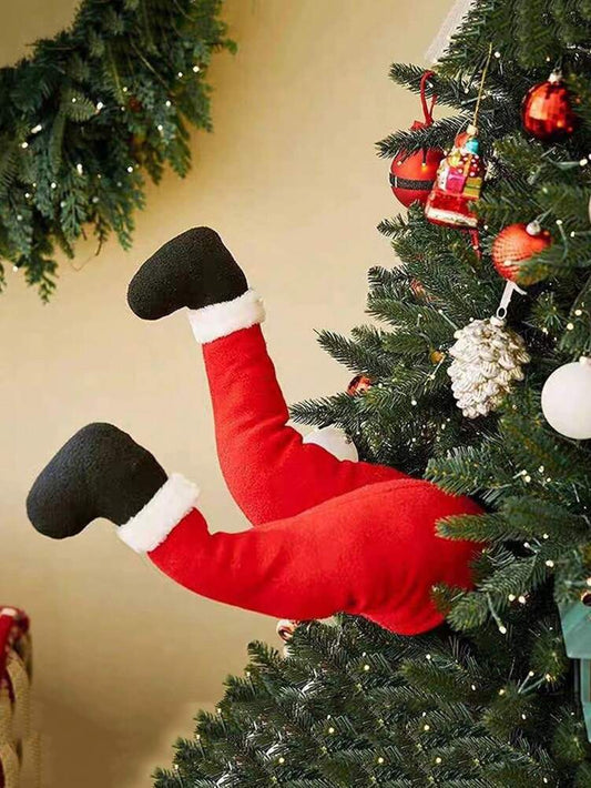 Christmas Elf Legs Tree Topper Decoration, Plush Stuffed Elf Body Ornament for Holiday Trees, Fun Fireplace and Party Decor for Home or Office