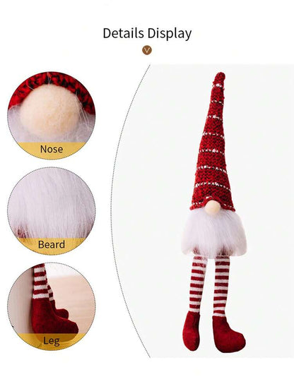 Christmas Faceless Gnome Doll with Spiral Hair, Cute Sitting Elf Decoration for Desks, Tables & Holiday Home or Office Decor