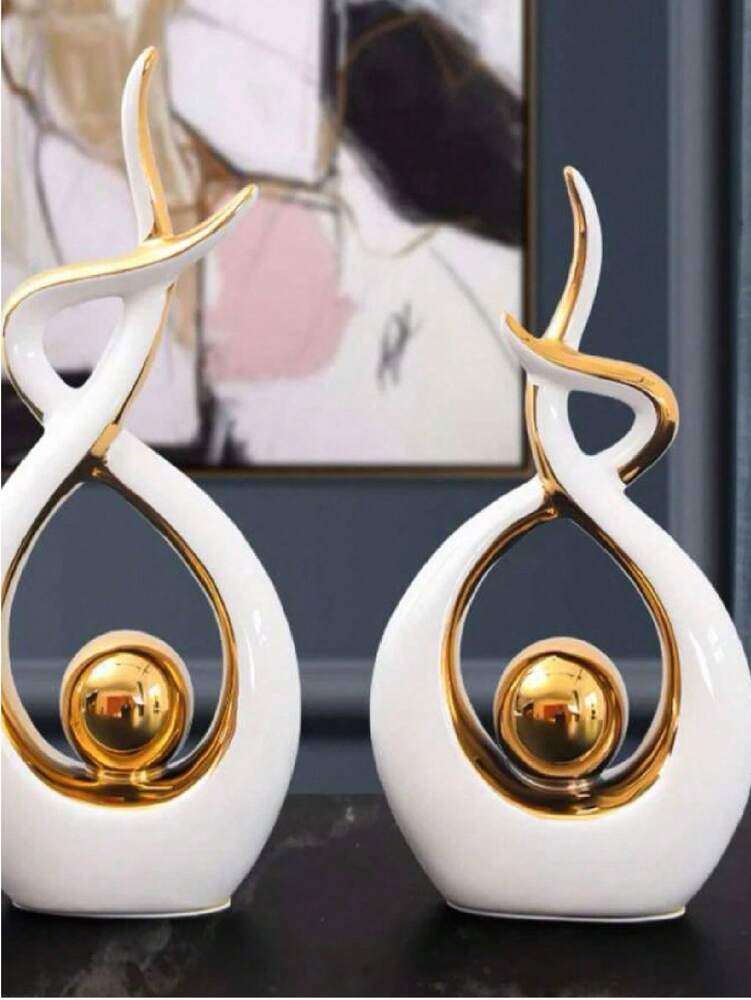 1pc Modern Abstract Resin Art Sculpture, Elegant Handmade Decorative Statue for Living Room, Bedroom or Office Desk, Minimalist Home Decor