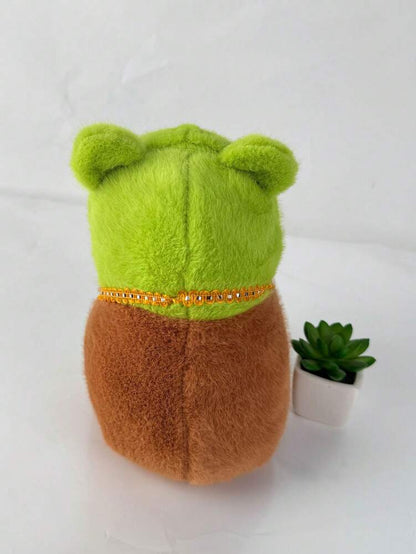 22cm Capybara Plush Toy with Frog Hat and Backpack, Adorable Soft Stuffed Animal Plush for Room Decoration or Collectible Display
