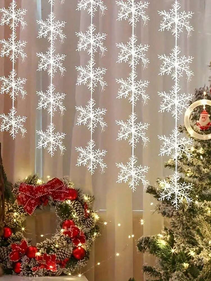 30pcs Artificial White Snowflake Christmas Tree Decorations, Hanging Winter Ornaments for Christmas Trees & Holiday Home Decor