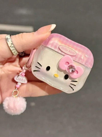1pc Cartoon Kitty Bluetooth Earbud Case, Cute 3D Heart & Butterfly Protective Cover Compatible with AirPods 1/2/3/Pro, Drop-Resistant Pink Design