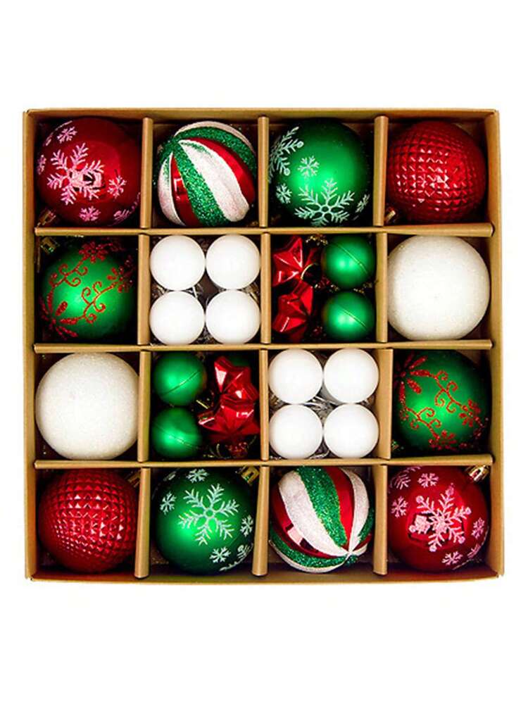 44pcs Sequined Christmas Tree Ball Ornaments, Glitter Decorative Holiday Tree Baubles, Perfect for Christmas Parties and Home Decoration