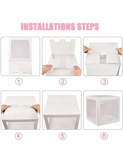 8pcs Transparent Baby Shower Boxes Set, 25cm Letter Balloon Boxes for Gender Reveal Party, Baby Boy or Girl Shower Decorations and Photography Props