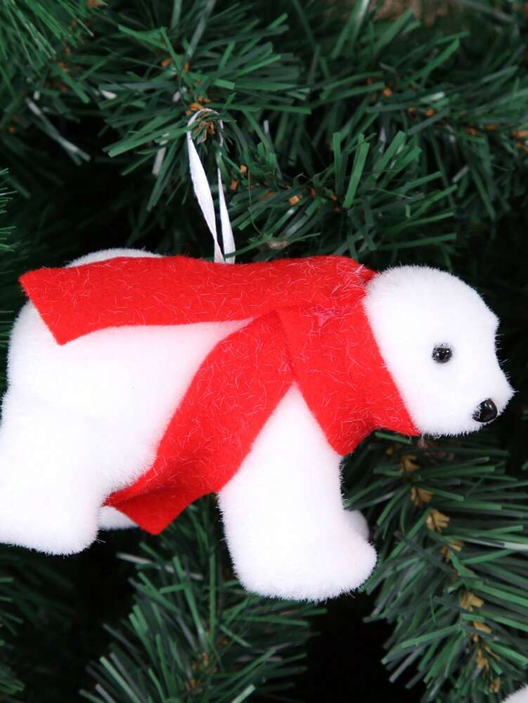 White Polar Bear Christmas Tree Ornament, Cute Hanging Pendant for Home or Office, Adorable Small Holiday Decoration for Kids and Family