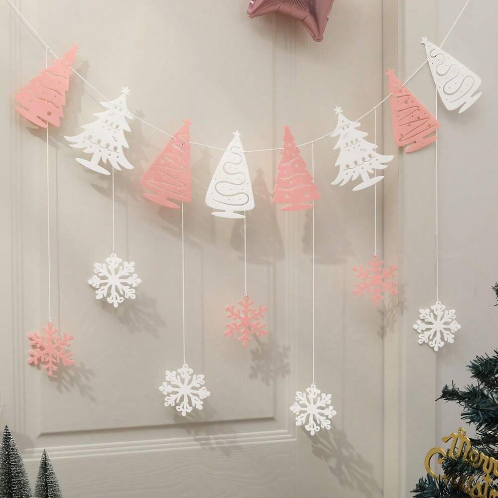 Christmas Snowflake Garland Set, Hanging Party Decoration for Home, Tree, or Wall, Festive Ornament Set for Holiday Celebrations