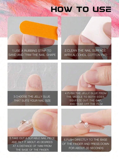 10pcs Luxury Press On Nails, 3D Apple Kitty Design With Rhinestones, Bow And Snowman Charms, Glossy Holiday Acrylic Nail Set For Winter Party