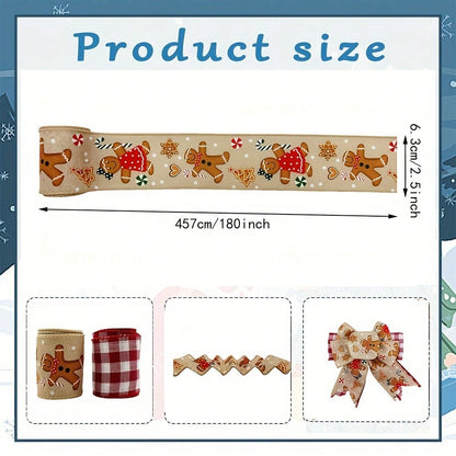 1–2 Rolls Wired Red and Burlap Christmas Ribbon, 2.5-Inch Wide Decorative Bow Ribbon for Wreaths, DIY Crafts, Gift Wrapping, and Home Holiday Decor