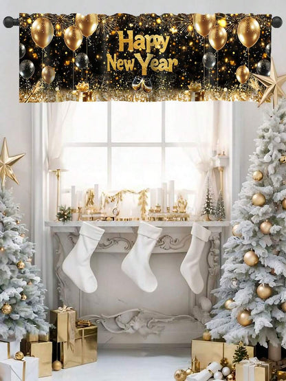 Santa Claus & Snowman Christmas Curtain Valance, 1–2 Piece Polyester Window Decor with Rod Pocket for Kitchen, Living Room or Bedroom