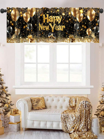 Santa Claus & Snowman Christmas Curtain Valance, 1–2 Piece Polyester Window Decor with Rod Pocket for Kitchen, Living Room or Bedroom