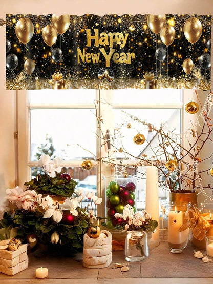 Santa Claus & Snowman Christmas Curtain Valance, 1–2 Piece Polyester Window Decor with Rod Pocket for Kitchen, Living Room or Bedroom