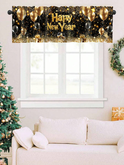Santa Claus & Snowman Christmas Curtain Valance, 1–2 Piece Polyester Window Decor with Rod Pocket for Kitchen, Living Room or Bedroom