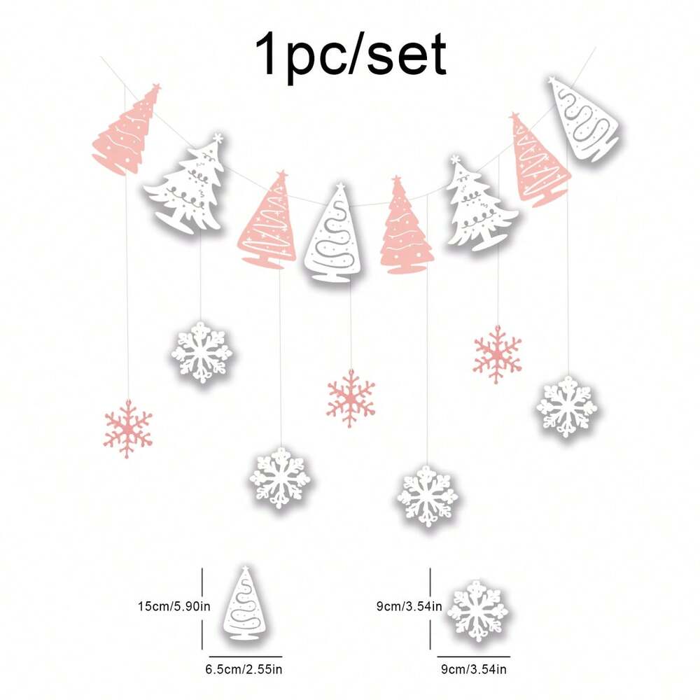 Christmas Snowflake Garland Set, Hanging Party Decoration for Home, Tree, or Wall, Festive Ornament Set for Holiday Celebrations