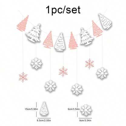 Christmas Snowflake Garland Set, Hanging Party Decoration for Home, Tree, or Wall, Festive Ornament Set for Holiday Celebrations