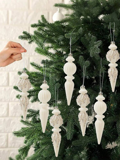 6/12pcs Velvet Christmas Ornament Set (7"), Textured Shatterproof Burgundy Tree Decorations, Elegant Holiday Home Decor