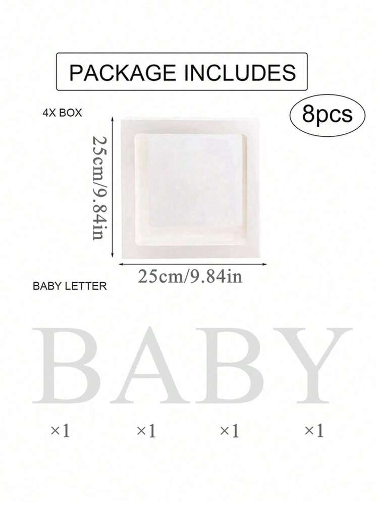 8pcs Transparent Baby Shower Boxes Set, 25cm Letter Balloon Boxes for Gender Reveal Party, Baby Boy or Girl Shower Decorations and Photography Props