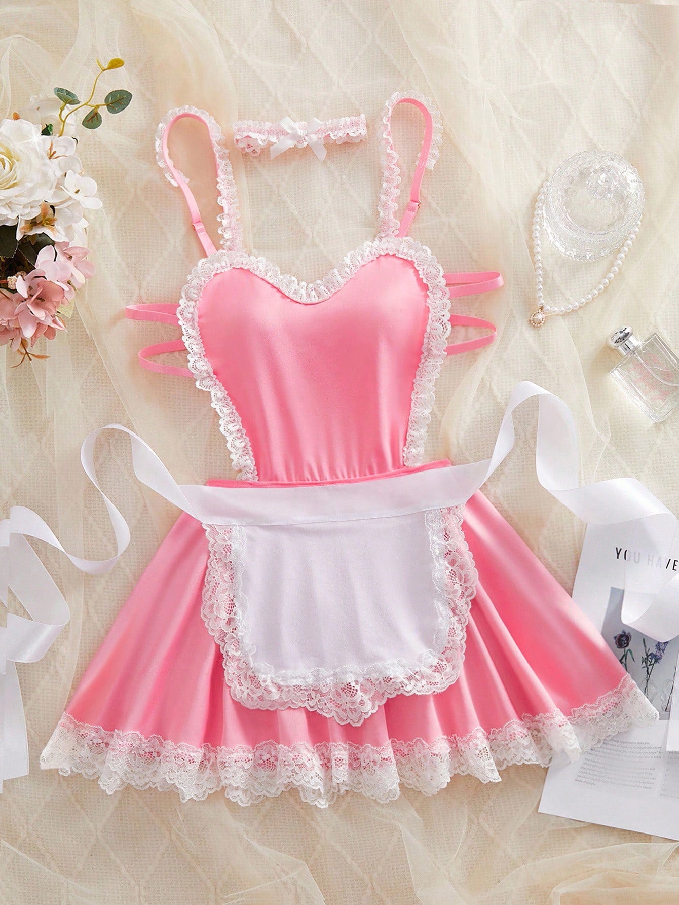 3-Piece Butterfly Lingerie Set with Non-Wired Bra Garter and Neck Ring
