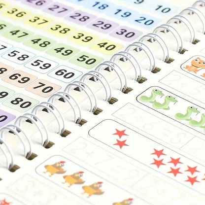 4pcs Magical Reusable Handwriting Workbooks, Magic Calligraphy Copybook Set with Pen and Refills, Fun Tracing Practice Books for Preschool Writing